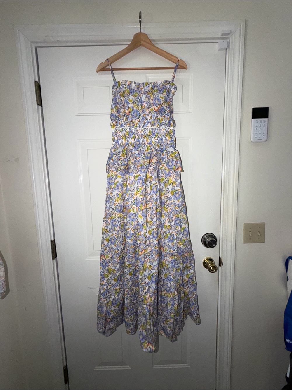 Fate Floral Cottagecore Maxi Sundress in Pastel Yellow & Lavender. Sz S